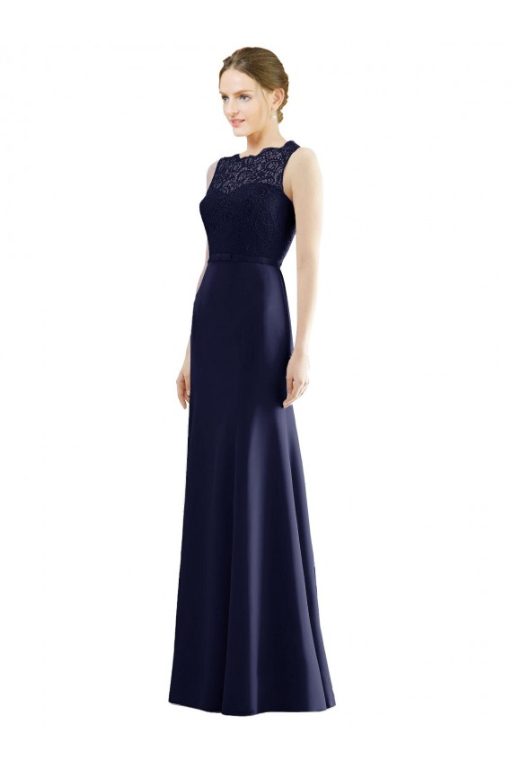 Shop Lace Bodice Open Back Trumpet Chiffon Bridesmaid Dress with Bow Belt Ottawa