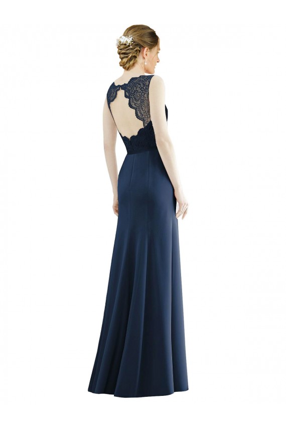 Shop Lace Bodice Open Back Trumpet Chiffon Bridesmaid Dress with Bow Belt Ottawa