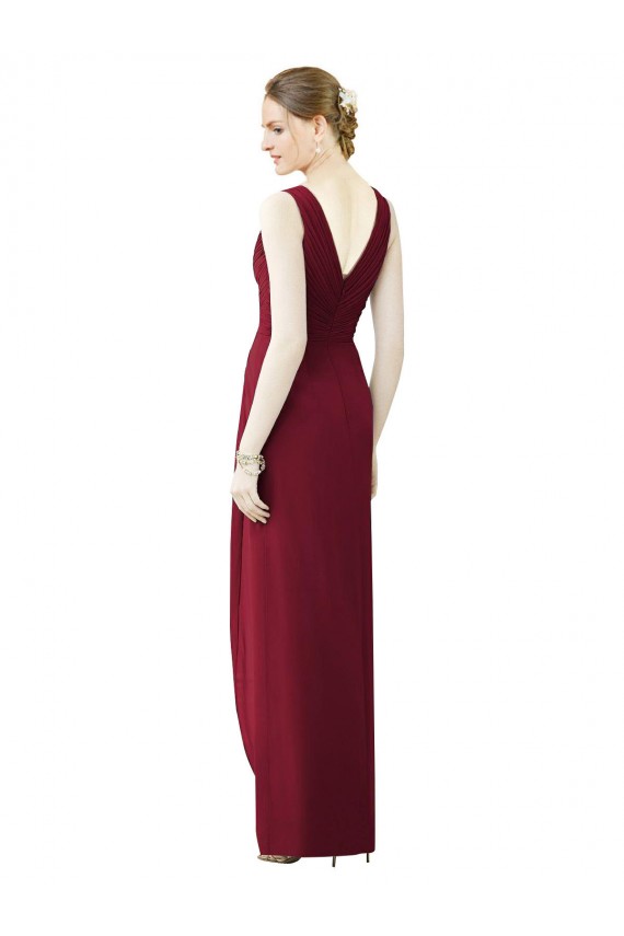 Shop Draped Sleeveless Long Chiffon V-Neck Bridesmaid Dress Ottawa