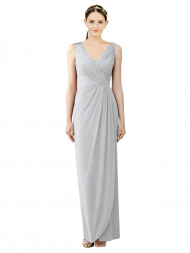 Shop Draped Sleeveless Long Chiffon V-Neck Bridesmaid Dress Ottawa