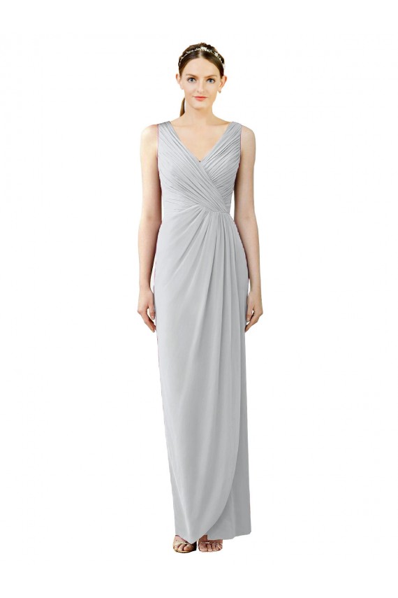 Shop Draped Sleeveless Long Chiffon V-Neck Bridesmaid Dress Ottawa
