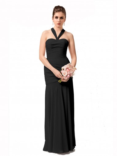 Shop Long Halter Chiffon Bridesmaid Dress with Dropped Waist Ottawa