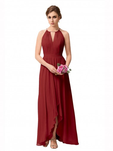 Shop High Low Long Halter Keyhole Chiffon Bridesmaid Dress Ottawa