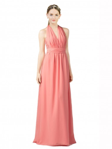 Shop Shirred Bodice Full Length Long Chiffon Bridesmaid Dress Ottawa