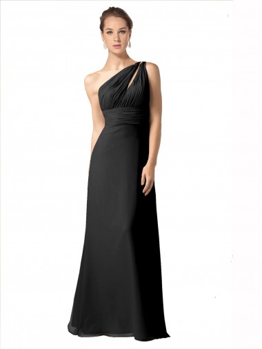 Shop One Shoulder Full Length Chiffon Bridesmaid Dress with Shirred Bodice Ottawa