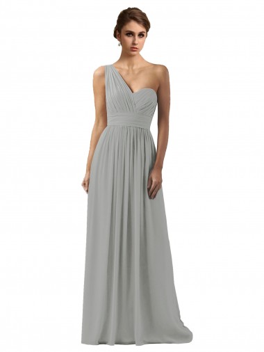 Shop Ruffled One Shoulder Floor Length Long Chiffon Bridesmaid Dress Ottawa