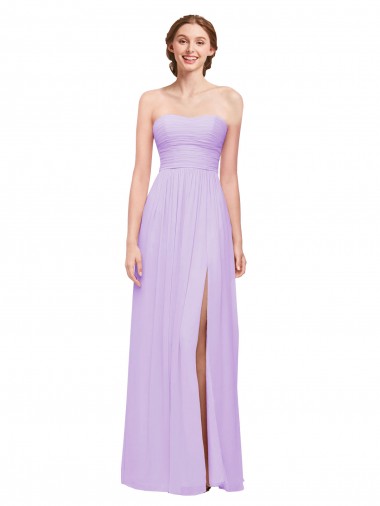 Shop Strapless Mermaid Chiffon Bridesmaid Dress WITH High Side Slit and Ruffles Ottawa