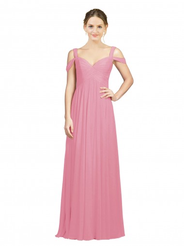 Shop Sweetheart Long Chiffon Bridesmaid Dress with Off the Shoulder Straps Ottawa