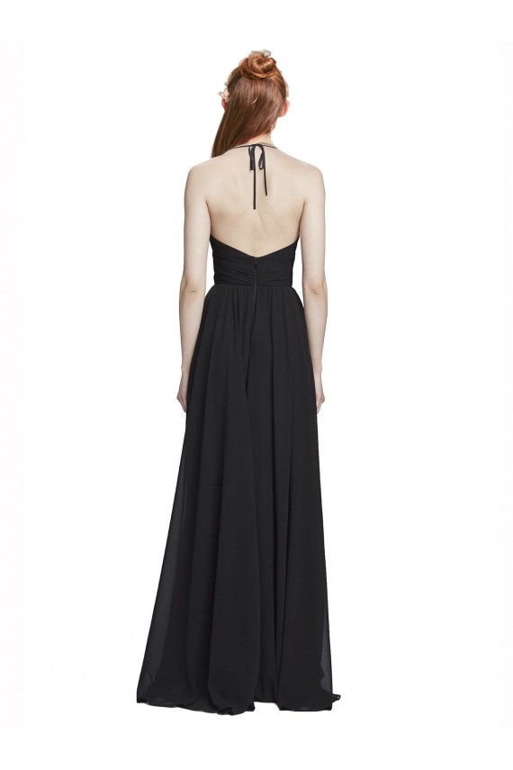 Shop Halter Chiffon Bridesmaid Dress with V-Neckline and Criss Cross Waist Ottawa