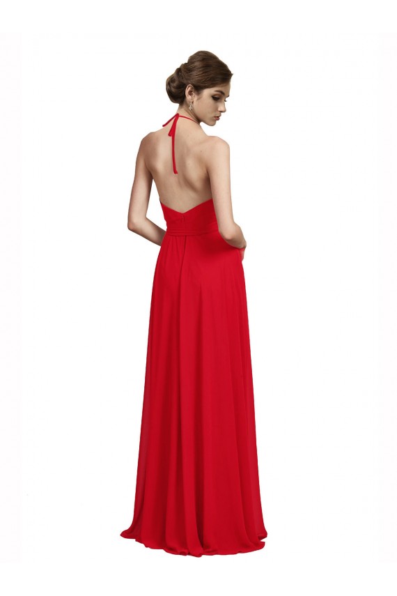 Shop V-Neck Spaghetti Halter Strap Chiffon Bridesmaid Dress Ottawa