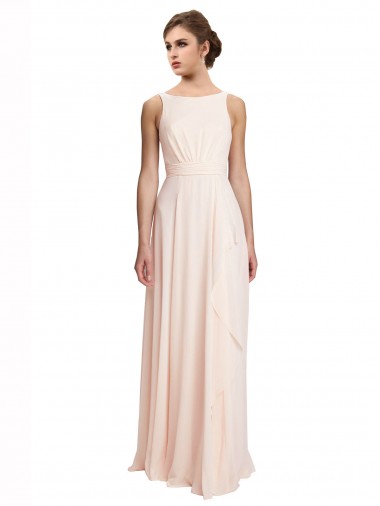 Shop High Neck Chiffon Bridesmaid Dress with Deep V-Back and Cascading Skirt Ottawa