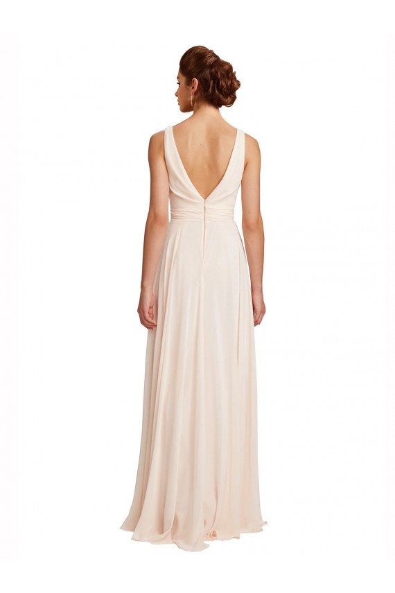 Shop High Neck Chiffon Bridesmaid Dress with Deep V-Back and Cascading Skirt Ottawa