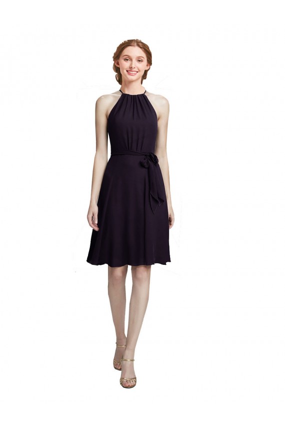 Shop Short Knee Length High Neck Chiffon Bridesmaids Dress Ottawa