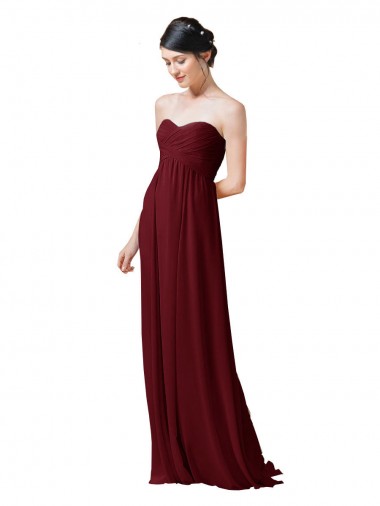 Shop Hand-Ruched Sweetheart Long Chiffon Bridesmaid Dress Ottawa