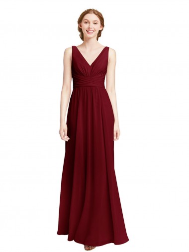 Shop Long Chiffon V-Neck Bridesmaids Dress with Double Strap Ottawa