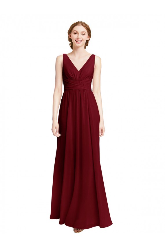 Shop Long Chiffon V-Neck Bridesmaids Dress with Double Strap Ottawa