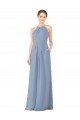 Shop Fitted Long High Halter Neck Chiffon Bridesmaid Dress with Keyhole Back Ottawa