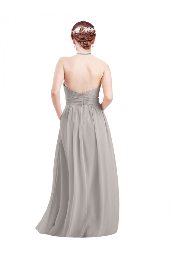 Shop Halter High Neck Long Chiffon Bridesmaid Dress with Open Back Ottawa