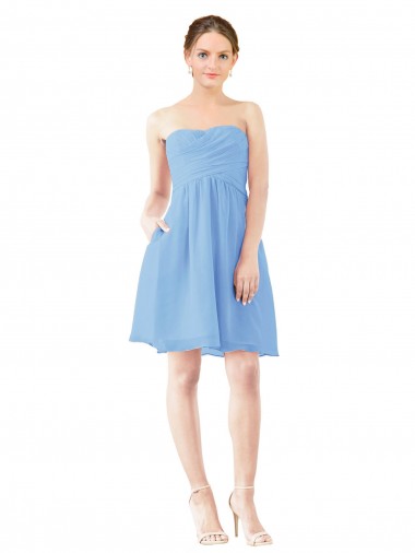 Shop Short Knee Length Chiffon Cocktail Bridesmaid Dress with Twisted Strapless Sweetheart Neckline Ottawa