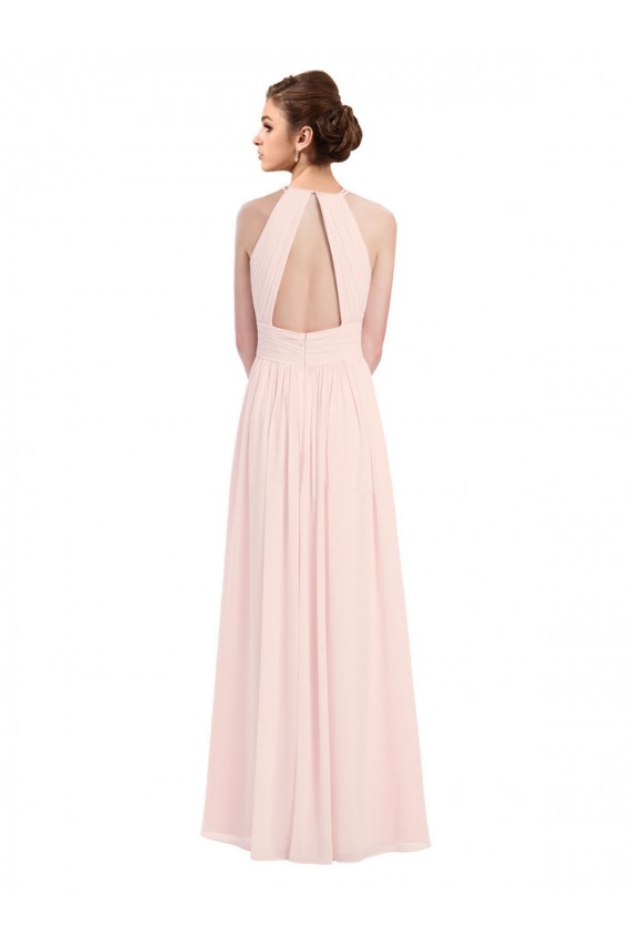 Shop Sleeveless Chiffon High Neck Bridesmaid Dress with Diagonal Pleats Ottawa