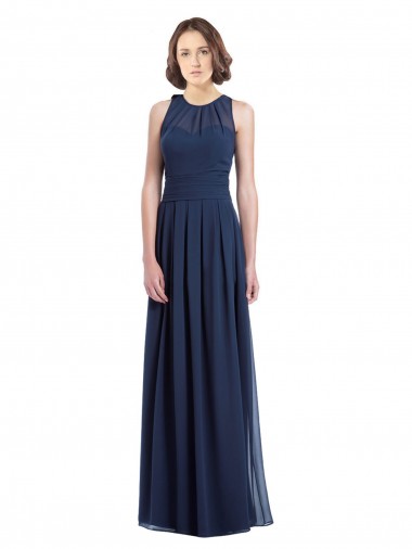 Shop Chiffon High Neck Sleeveless Bridesmaid Dress with Pleats Ottawa