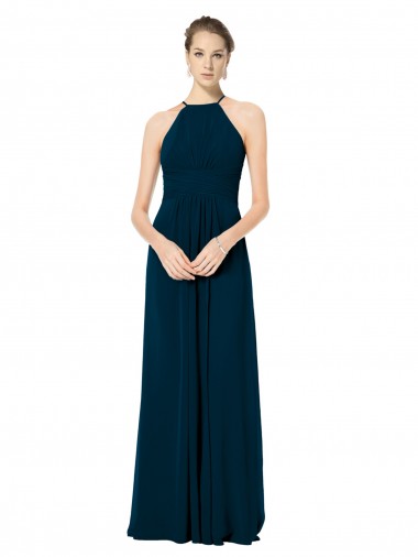 Shop Spaghetti Strap Long Chiffon Halter A-Line Bridesmaid Dress Ottawa