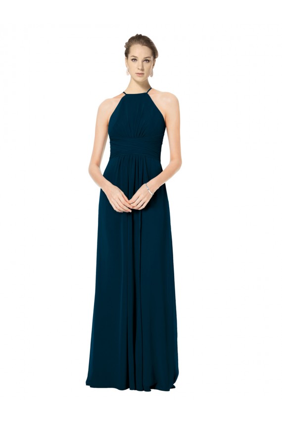 Shop Spaghetti Strap Long Chiffon Halter A-Line Bridesmaid Dress Ottawa