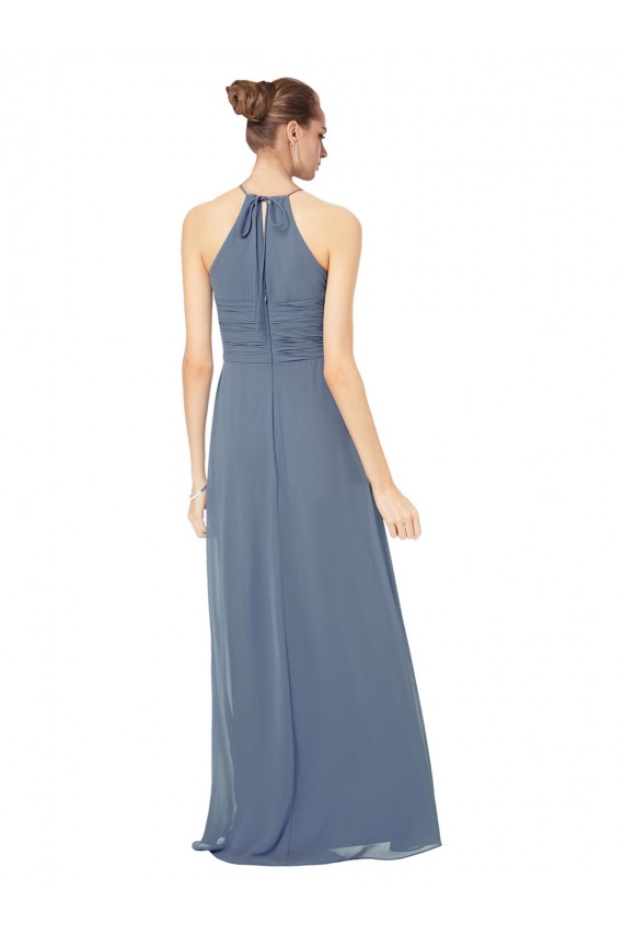 Shop Spaghetti Strap Long Chiffon Halter A-Line Bridesmaid Dress Ottawa