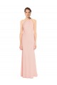 Shop High Neck Long Chiffon Halter Bridesmaid Dress with Drape Chiffon Overlay Ottawa