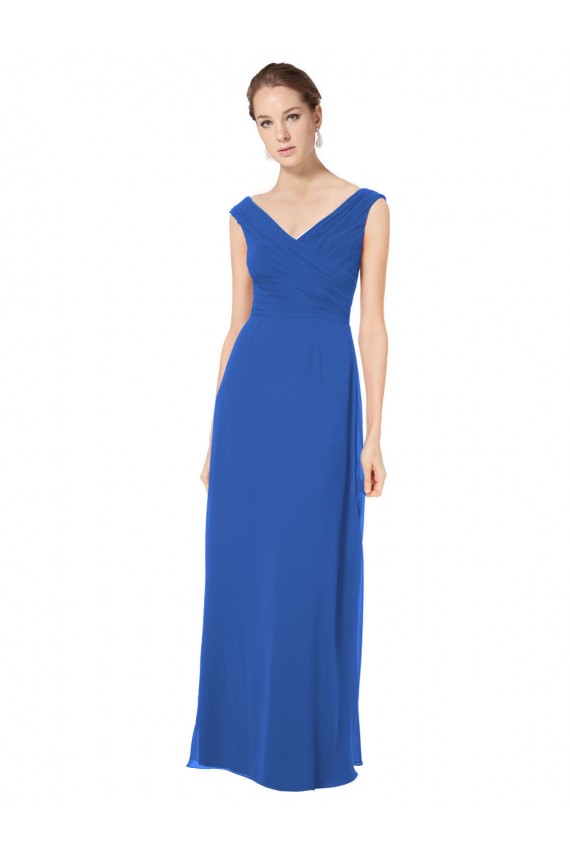 Shop Long Chiffon Strapless Bridesmaid Dress with Wide Front and Back V-Neckline Ottawa