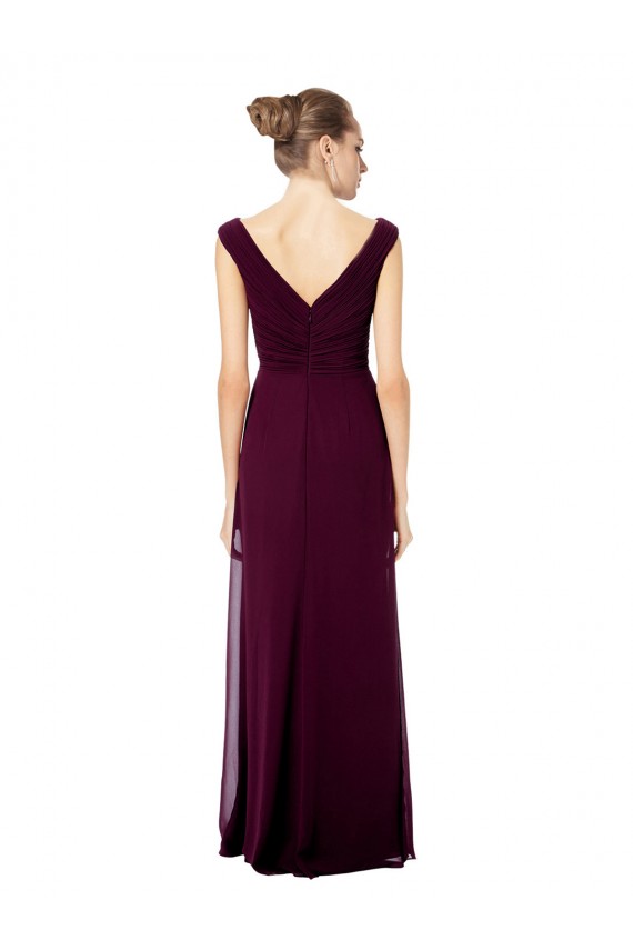 Shop Long Chiffon Strapless Bridesmaid Dress with Wide Front and Back V-Neckline Ottawa