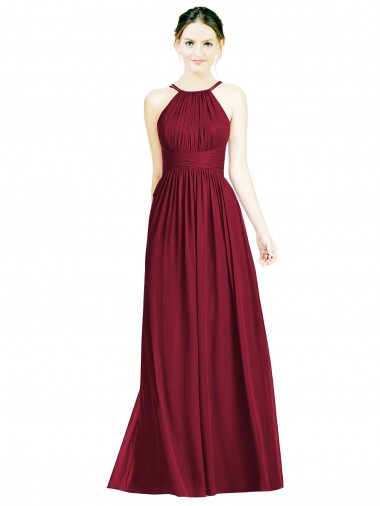 Shop Halter Neck Open Back Draped Chiffon Bridesmaid Dress Ottawa