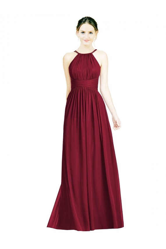Shop Halter Neck Open Back Draped Chiffon Bridesmaid Dress Ottawa