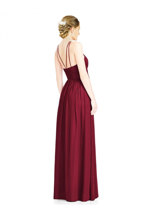Shop Halter Neck Open Back Draped Chiffon Bridesmaid Dress Ottawa