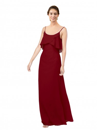Shop Scoop Neck Chiffon Bridesmaid Dress with Spaghetti Straps and Low Back Ottawa