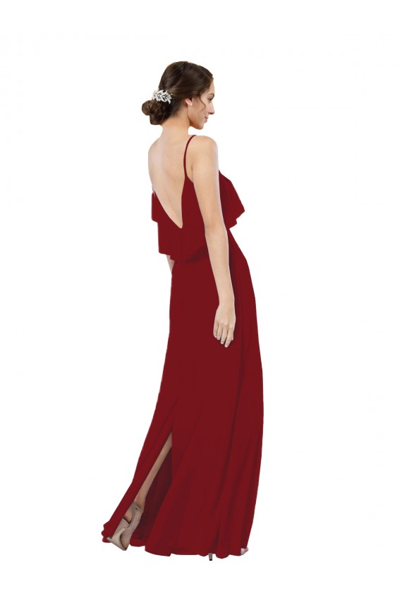 Shop Scoop Neck Chiffon Bridesmaid Dress with Spaghetti Straps and Low Back Ottawa