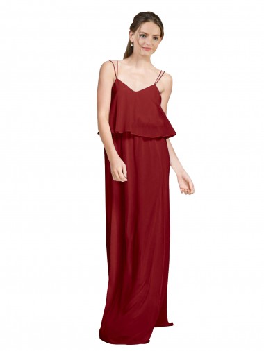 Shop Long Chiffon Bridesmaid Dress with Slim Straps and Open Back Ottawa