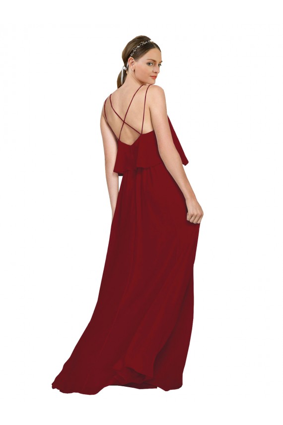Shop Long Chiffon Bridesmaid Dress with Slim Straps and Open Back Ottawa