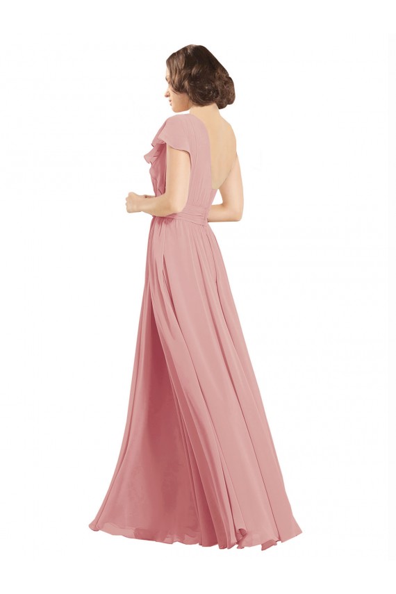 Shop Chiffon Bridesmaids Dress with One Shoulder Flounced Sleeve Ottawa