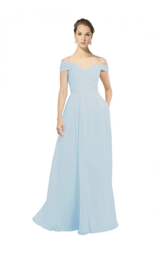 Shop Chiffon Bridesmaids Dress with Off the Shoulder Draped Neckline Ottawa