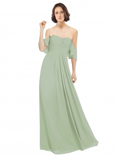 Shop Boho Chic Chiffon Bridesmaids Dress with Off the Shoulder Neckline Ottawa