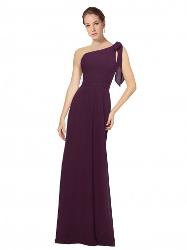 Shop One Shoulder Chiffon Bridesmaids Dress with Shoulder Bow Ottawa