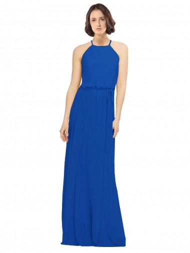 Shop Long Jewel Neckline Chiffon Bridesmaids Dress wit Chiffon Tie Sash Ottawa