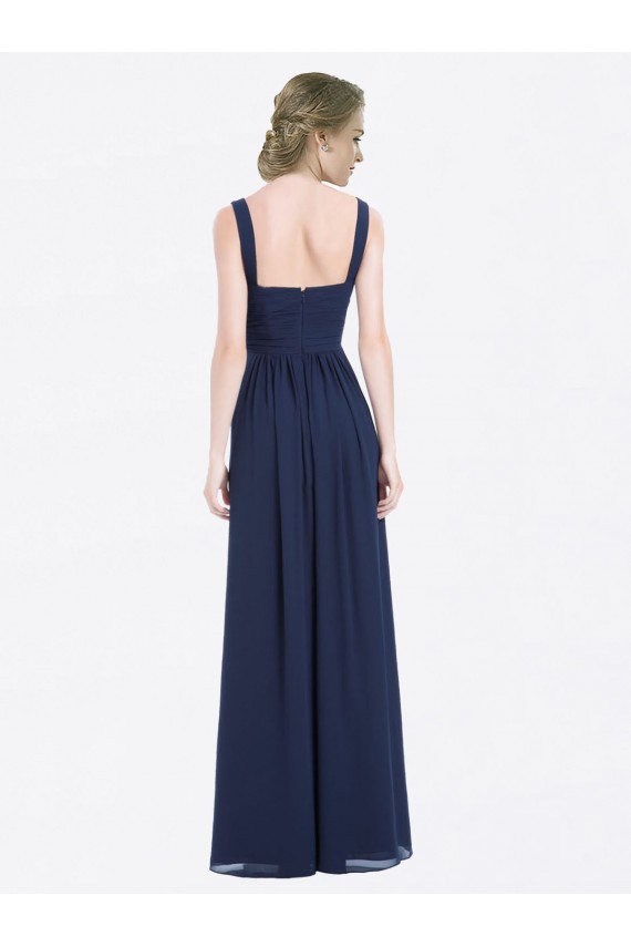 Shop Long Chiffon V-Neck Sleeveless Bridesmaid Dress with Criss-Cross Pleated Bodice Ottawa