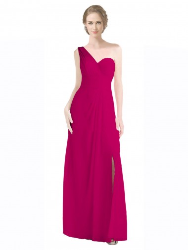 Shop Full Length Chiffon Bridesmaid Dress with One Wide Shoulder Strap Ottawa
