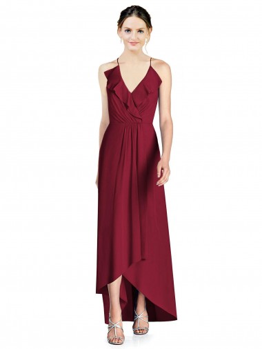 Shop Draped V-Neck High Low Chiffon Bridesmaid Dress Ottawa