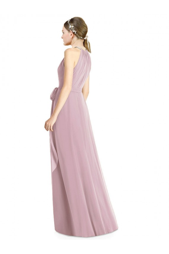 Shop Shirred Halter Neck Long Chiffon Bridesmaid Dress Ottawa