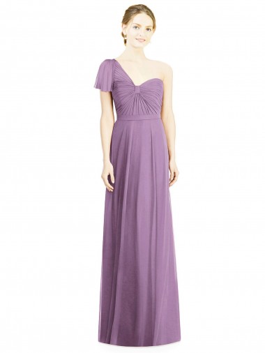 Shop Flutter Sleeves One Shoulder Long Chiffon Bridesmaid Dress Ottawa