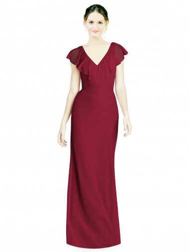 Shop V-Neck V-Back Long Chiffon Bridesmaid Dress Ottawa