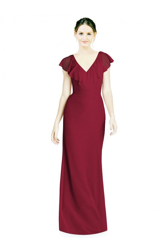 Shop V-Neck V-Back Long Chiffon Bridesmaid Dress Ottawa
